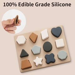 Silicone Stacking Toys: Puzzle Board Shape Sorter Sensory Set for Babies.