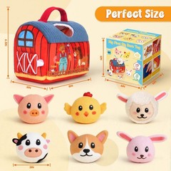 Baby Toys 6-12 Months – Soft Barn with Stuffed Farm Animals Toy, Montessori T…