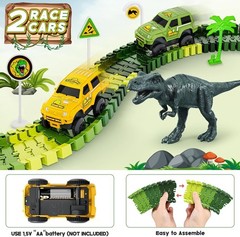271-Piece Dinosaur Tracks Set with 2 Race Cars & Fun Dinosaur Toys for Kids