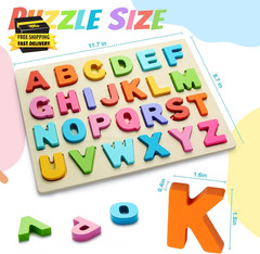 Wooden Puzzles for Toddlers, ABC Alphabet Puzzle, Learning Toys, Preschool Learn