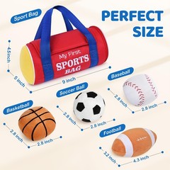 Kmuysl Baby Toys 0-12 Months My First Sports Bag Plush Toy – 4 Sensory Balls
