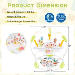 Baby Activity Center Height Adjustable Baby Bouncing Saucer with Interactive Toy