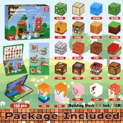 150PCS Magnetic Blocks – Magnetic Building Blocks, Stacking Magnets for , Sen…