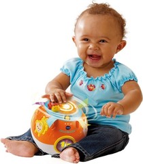 VTech Move & Crawl Baby Ball Orange Motorized Musical Learning Toy Lights Sounds