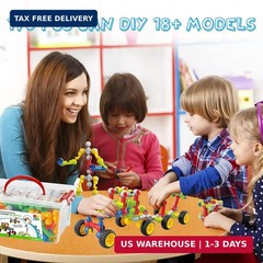 170 Pcs Building Toys for Kids Ages 4-8 with Toy Box Storage, Idea Guide, Buildi