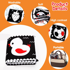 Black & White High Contrast Baby Toys 0-6 Months Soft Book for Brain Development