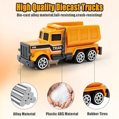 6 Pack Diecast Construction Toys, Mini Excavator Toy 6 Pack Construction Trucks
