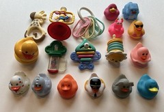 Mixed lot of infant Toddler baby toys, Rattles, Rubber Bath Ducks