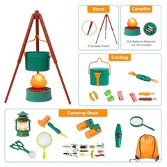 Kids Camping Set with Tent – Toddler Toys for Boys with Campfire, Green
