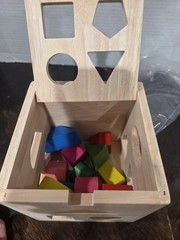 Wooden Cube Activity Shape Sorter – 13 Block Classic Developmental Toy