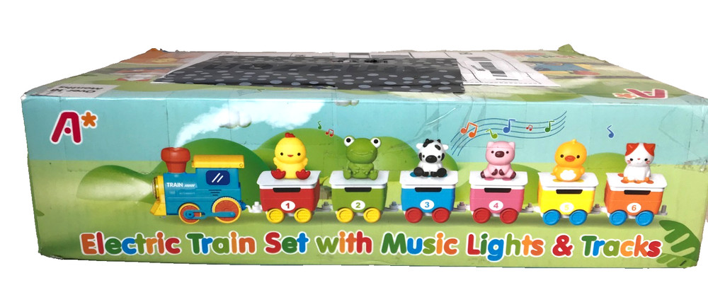 Toddler Electric Farm Animal Train Music Lights Track Montessori Learning Toy