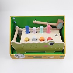 Gigglescape Alligator Pounding Bench With Wooden Hammer Push & Pull Toy For Kids
