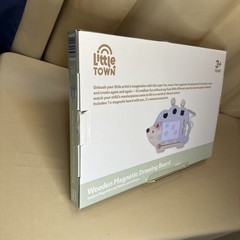 NIB Wood Toy Little Town Wooden Magnetic Drawing Board Hedgehog w/Accessories