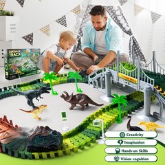 268 PCS Race Tracks Dinosaur Toys for Kids 3-5, Glow in The Dark Magic Toy Se…