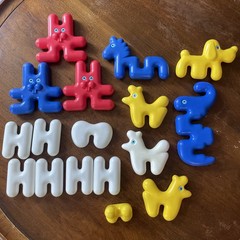 Vintage Ok Play Funny Bunny Plastic Link Interlocking Building Blocks 17 Piece