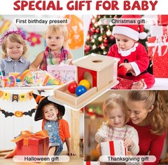 Wooden Toy for 6-12 Month Baby 3 Balls,Sorting and Stacking Colorful Learning Ed