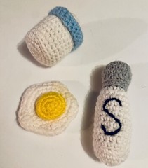 Handmade Crochet White Color Sorting Playset, Learning Toy, Montessori