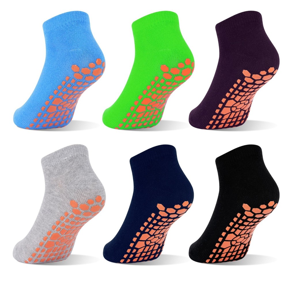GRPSKCOS Boys Grip Socks 6 Pairs Kids Grip Socks Trampoline Sock AntiSkid Ank…