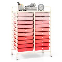 20 Drawers Rolling Storage Cart Studio Organizer-Gradient Pink – Color: Gradient