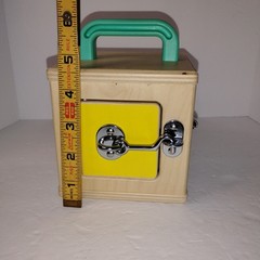 LOVEVERY Montessori Learning Toy Wooden Lock Latches Busy Box