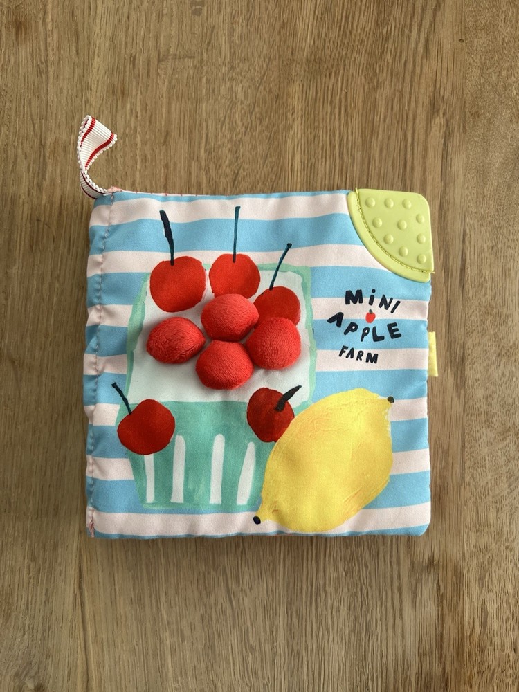 Manhattan Toy Mini Apple Farm soft crinkle activity book toy teether fruit veg