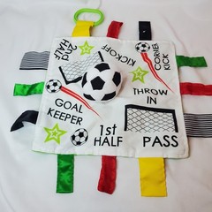 Baby Jack & Co 10×10” Plush Soccer Sports Lovey Sensory Plush Blanket – Tag Toy