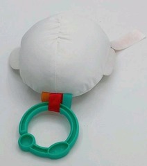 Bright Starts White Seal Plush Crinkle Toy W/Tag Loops,Teal Teething/Hang Loop