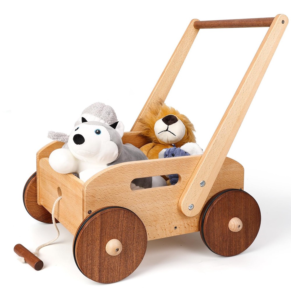 Wooden Baby Walker, Adjustable Speed Baby Push Walker, Montessori Push Toys f…