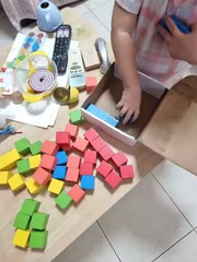 50PCS Colorful Wooden Building Blocks 1″ Stacking Cube Learning Toy Set