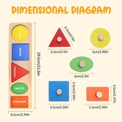 Montessori First Jumbo Knob Wooden Shape Puzzles for Toddlers,Montessori Mult…