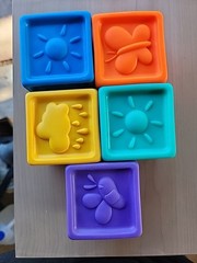 Vtg Disney Winnie The Pooh & Friends Soft Rubber Toy Blocks Baby Lot Of 5