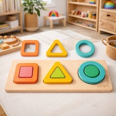 Lovevery Wooden Montessori Shape Puzzle Stacker Toddler 18-24 Months Toy