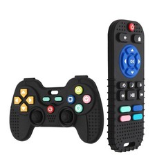 Hooku 2 Pack Silicone Teething Toys for Babies 0-6 Months, Black+Black