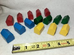 15 Pc. Lot Diorama Rainbow Blocks Little Houses Wooden Geometric Toy Repurpose
