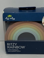 Itzy Ritzy Rainbow Stacking Toy ~ Baby Toddler Soft Silicone 5 Pc Toys NEW