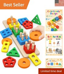 Montessori Educational Wooden Sorting & Stacking Toy for Toddlers, 20 Pieces
