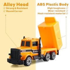 6 Pack Diecast Construction Vehicles Toys – Mini Digger Cake Toppers – Yellow