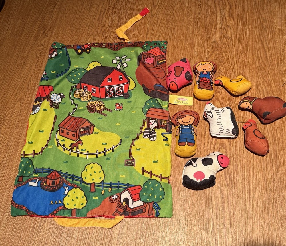 Melissa & Doug K’s Kids Take Along Farm Play Mat Plush Animals Foldable Toys