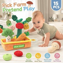 Baby Sensory Toys Fruit Vegetable Sorting Play Food Sets, Food Crinkle Rattle