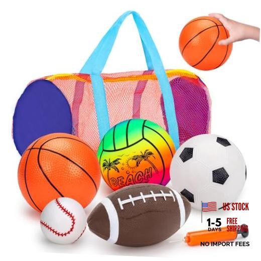 5 Pack Sports Balls for Toddlers 1-3 Outdoor Toys – Football Soccer Basketball
