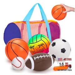 5 Pack Sports Balls for Toddlers 1-3 Outdoor Toys – Football Soccer Basketball