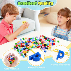 278 Pcs Lacing Letters Beads, Lowercase Alphabet Learning Toys, 10 Color Rainbow