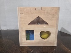 Wooden Cube Activity Shape Sorter – 13 Block Classic Developmental Toy