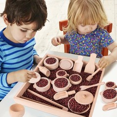 Montessori Sensory Bin Tools Toy with Wooden Box for Toddlers, Pretend Play D…