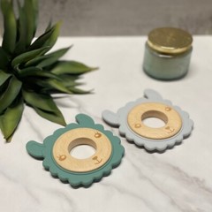 Farm Animal Teether, Green Gray, Baby Boy, Baby Girl, Farm Theme Baby Shower