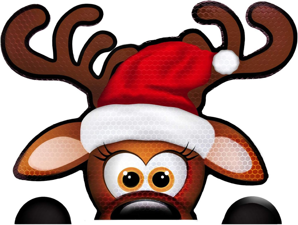 Jumbo Reflective Magnetic Santa’S Helper Reindeer Face Car Decorations Kit – Fun