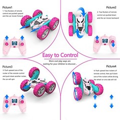Remote Control Car for Girls, 360° Flipping Stunt Standard (Headlights) Pink