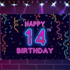 14th Neon Birthday Banner Backdrop, 14 Years Birthday Party Banner Let Glow P…