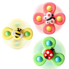 ALASOU 3PCS Suction Cup Spinner Toys for 1 Year Old Boy Small, Multicolor