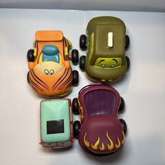 Lot 4 B. Toys Wheeee-ls! PULL BACK CARS TRUCK VAN Soft Plastic Chunky Vehicles